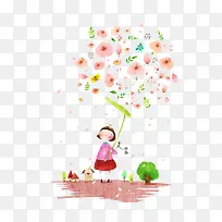 小女孩和花朵
