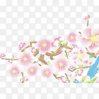 手绘古风粉色桃花装饰