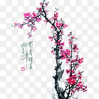 粉色手绘中国风桃花