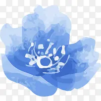 蓝色水墨花朵