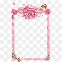 矢量手绘粉色花朵边框