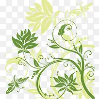 矢量绿色创意花纹图
