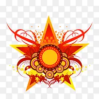 精美手绘五角星花纹设计