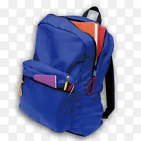 蓝色的背包和学习用品