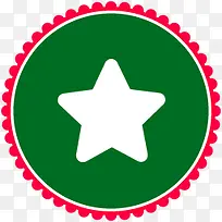 绿色手绘圆形创意五角星