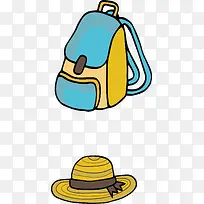 背包和太阳帽旅行素材