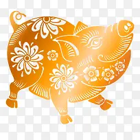 2019年猪年剪纸猪矢量图