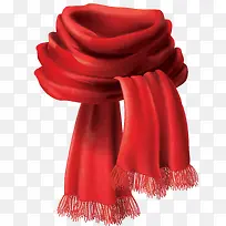 手绘风秋天红色围巾