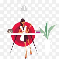 女性办公简约时尚矢量