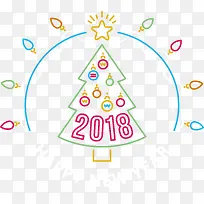 彩色线条2018圣诞树海报