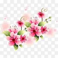 粉色卡通手绘水彩花朵设计