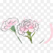 粉色手绘花朵康乃馨