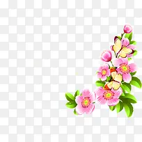 春天粉色花朵蝴蝶