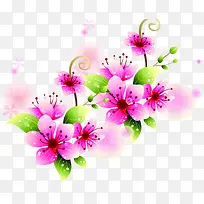 粉色水彩花朵植物梦幻