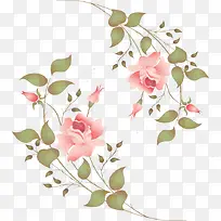 手绘粉色花朵花藤图案