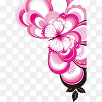粉色手绘精美温馨花朵蝴蝶