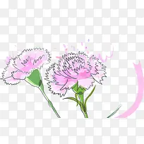 粉色水彩花朵植物节日