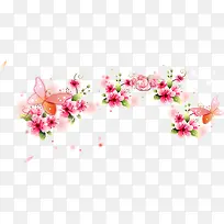 粉色手绘花朵蝴蝶设计