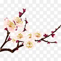 手绘粉色花朵树枝装饰