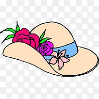 手绘粉色花朵时尚帽子