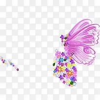 粉色花朵创意蝴蝶设计
