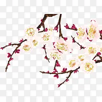 粉色手绘花朵树枝