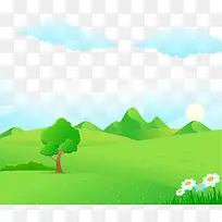 矢量手绘卡通风景