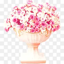 粉色创意信你手绘花朵中式
