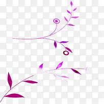 紫色手绘线条树枝