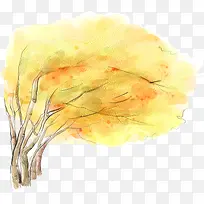 创意手绘水彩大树植物效果
