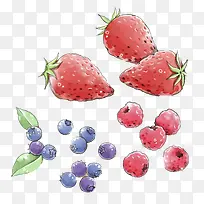 手绘草莓蓝莓