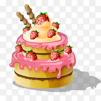 手绘草莓生日蛋糕
