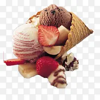 华夫草莓冰淇淋