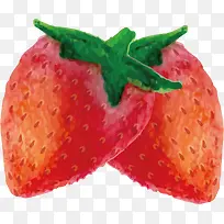 草莓水彩水果背景矢量素材