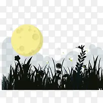 矢量草地和太阳