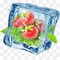 夏日冰块水果草莓