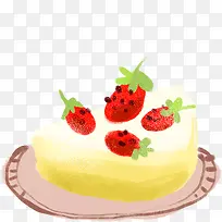 手绘水擦美味的草莓蛋糕
