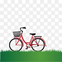 草地上的红色单车