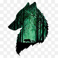 绿色树林狼头像
