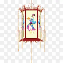 中秋节古典美女灯笼