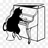 弹奏钢琴的小猫