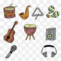 卡通音乐设备和乐器