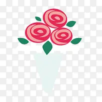 扁平化矢量玫瑰捧花