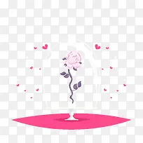 矢量浪漫器皿中的玫瑰