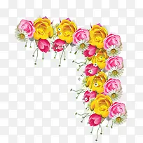 粉色黄色玫瑰白色雏菊