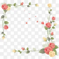 手绘玫瑰花朵边框