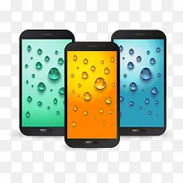 彩色水珠手机界面矢量图