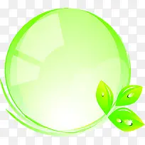 绿色卡通花纹树叶圆形气泡