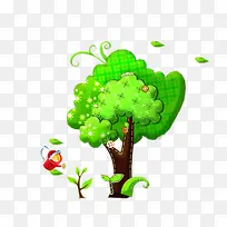 绿色树木植树节插图