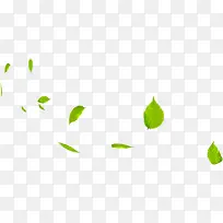 绿色卡通漂浮树叶装饰春天
